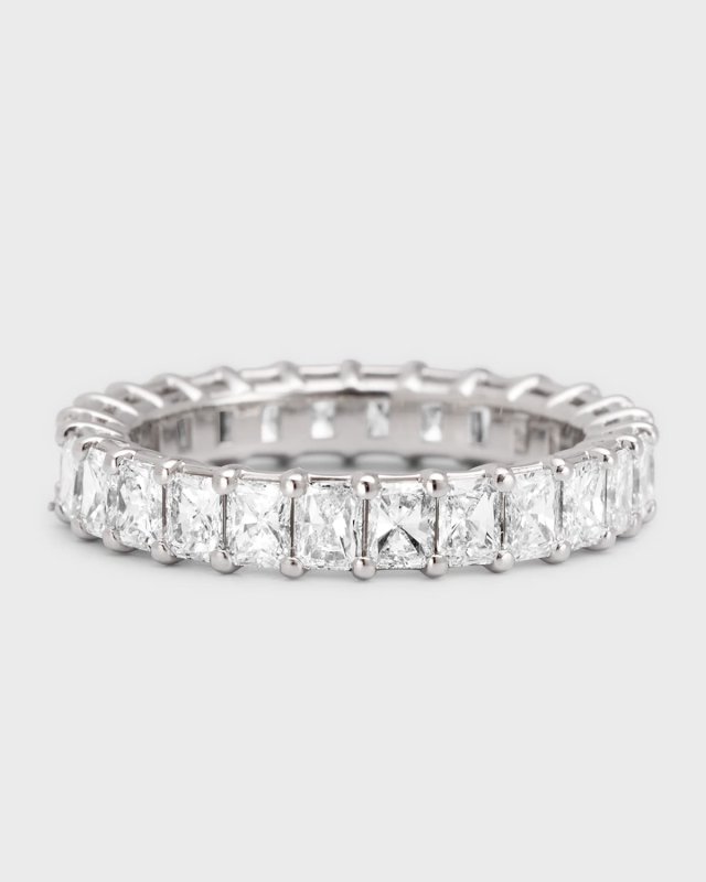Platinum Small Radiant FG/VS Diamond Eternity Band, Size 6.75, 3.38tcw